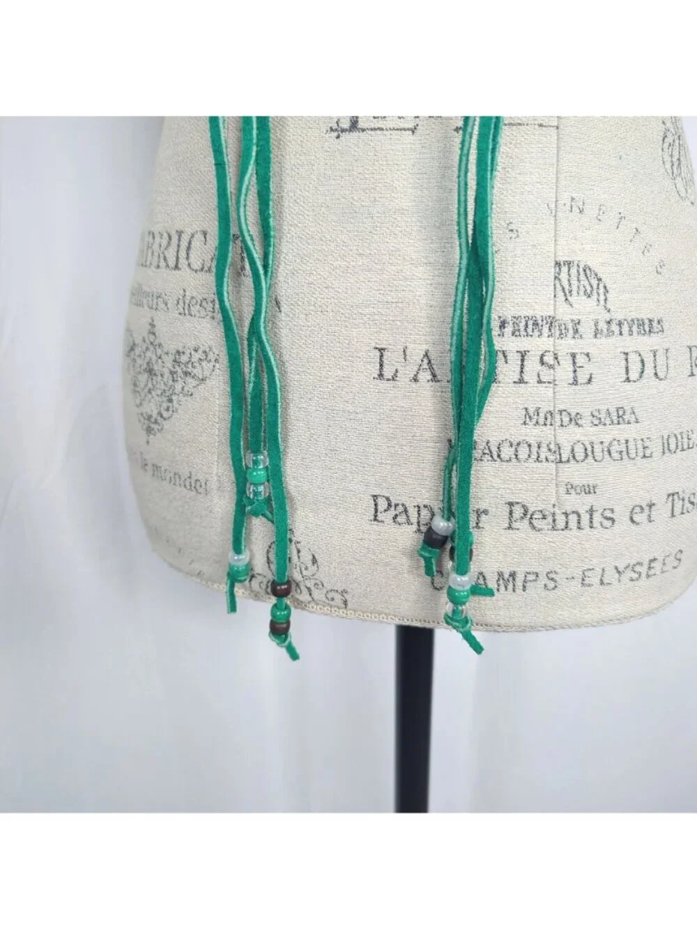 Vintage 80s Green Conch Belt Small Medium Beaded Leather Native
